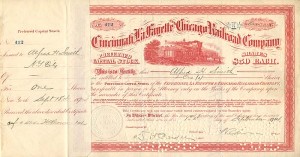 Cincinnati, LaFayette and Chicago Railroad Co. signed by Alfred H. Smith